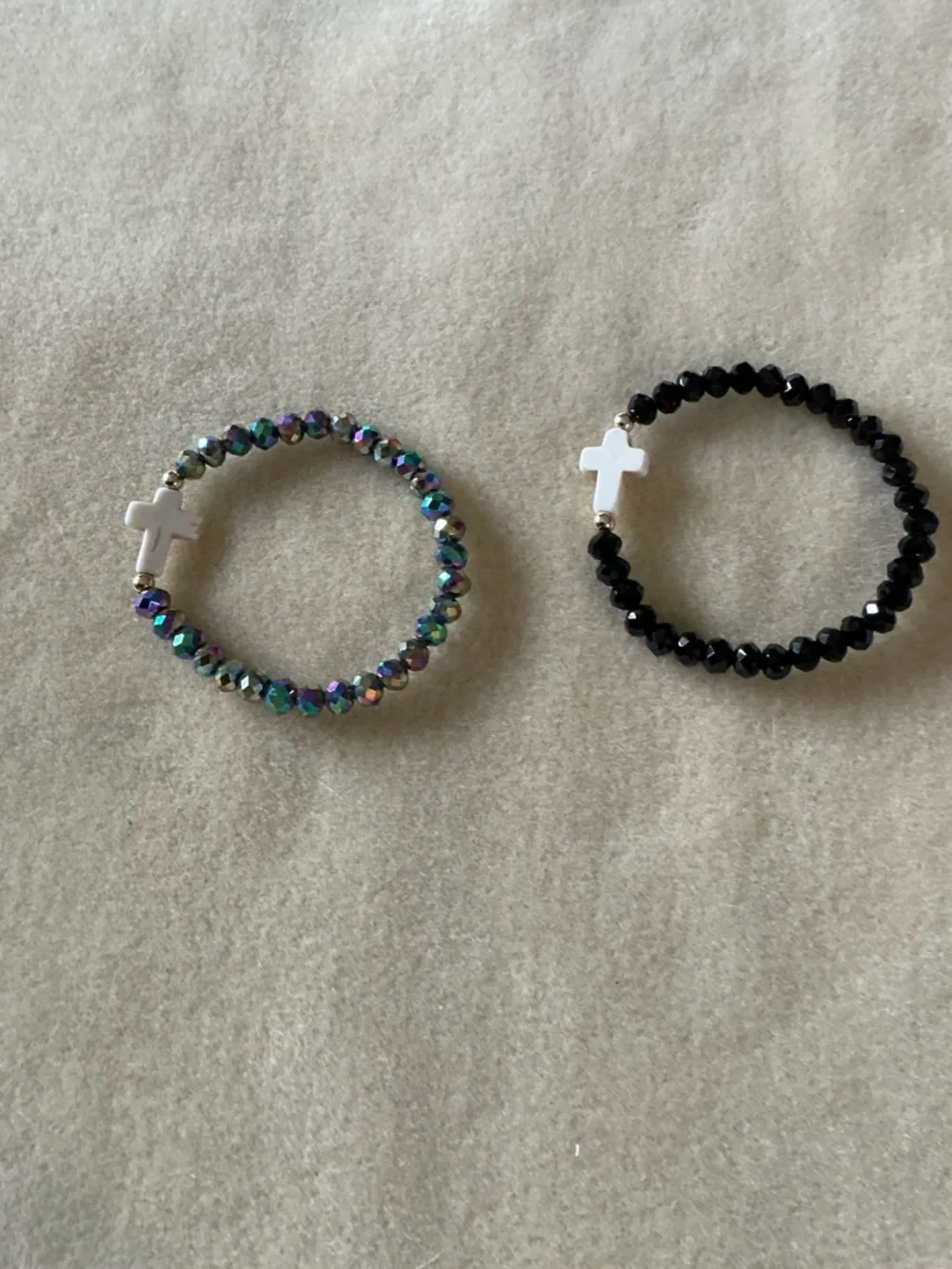 Stretch Bracelet Set with Cross Charm - set of 2